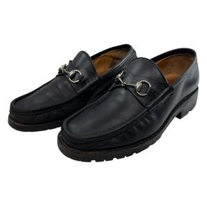 Gucci Black Leather Horsebit Loafers